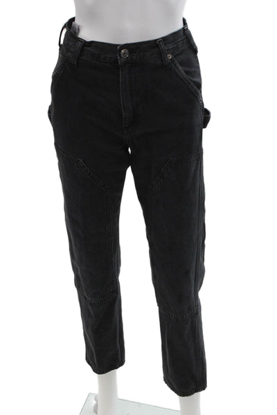 Agolde Womens Cotton Paneled Detail Straight Legged Jeans Black Size 23