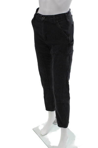 Agolde Womens Cotton Paneled Detail Straight Legged Jeans Black Size 23
