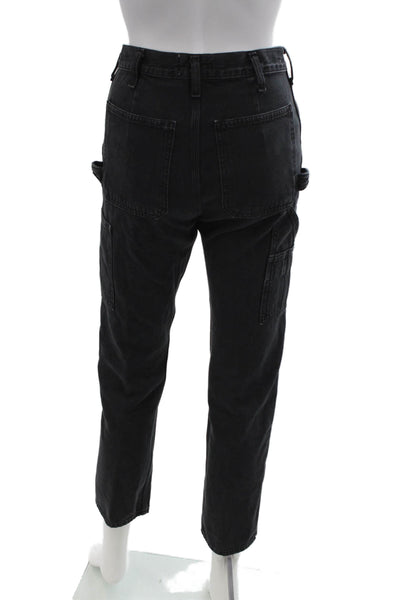 Agolde Womens Cotton Paneled Detail Straight Legged Jeans Black Size 23