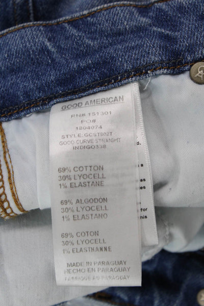 Good American Womens Cotton Distressed Pocketed Denim Shorts Blue Size 00