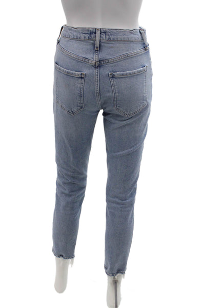 Agolde Womens Cotton Distressed Detail Pocketed Casual Skinny Jeans Blue Size 24