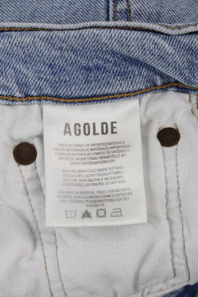 Agolde Womens Cotton Distressed Detail Pocketed Casual Skinny Jeans Blue Size 24