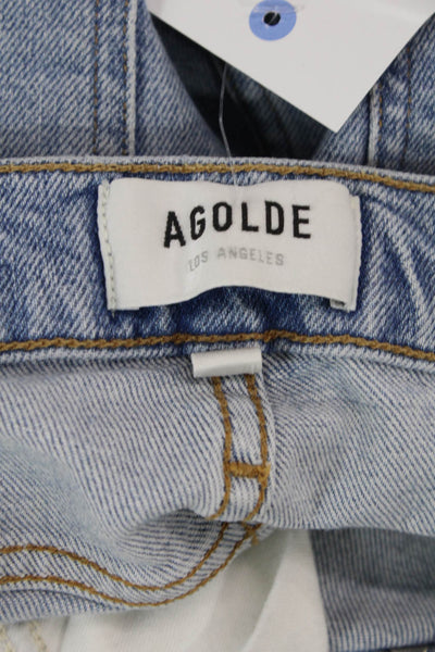 Agolde Womens Cotton Distressed Detail Pocketed Casual Skinny Jeans Blue Size 24