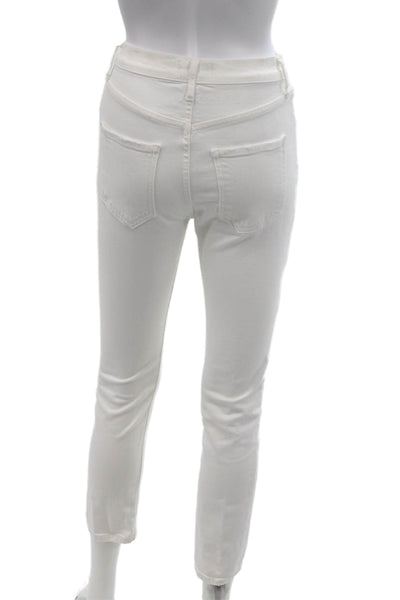 Agolde Womens Cotton Buttoned Pocketed Skinny Jeans White Size 24