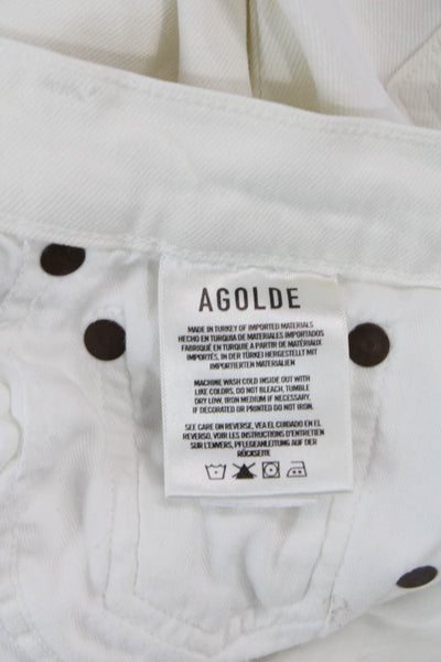 Agolde Womens Cotton Buttoned Pocketed Skinny Jeans White Size 24