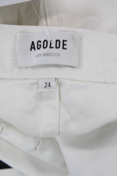 Agolde Womens Cotton Buttoned Pocketed Skinny Jeans White Size 24