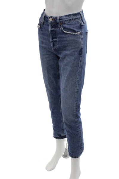 Agolde Womens Cotton Distressed Detail Pocketed Casual Jeans Blue Size 24