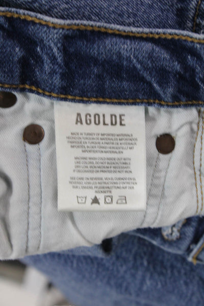 Agolde Womens Cotton Distressed Detail Pocketed Casual Jeans Blue Size 24