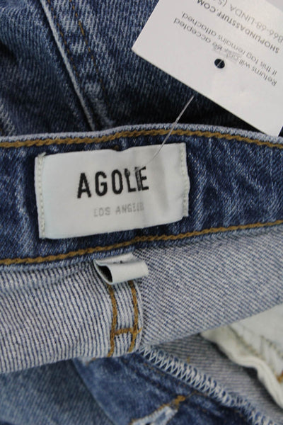 Agolde Womens Cotton Distressed Detail Pocketed Casual Jeans Blue Size 24
