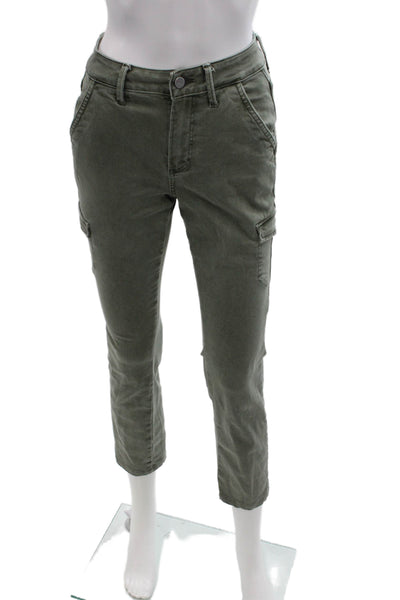 Paige Womens Cotton Cargo Pocket Detail Mid Rise Skinny Jeans Green Size 23