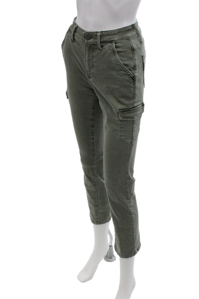 Paige Womens Cotton Cargo Pocket Detail Mid Rise Skinny Jeans Green Size 23