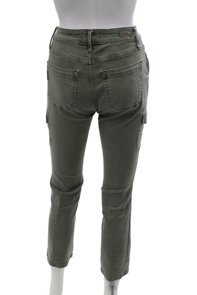 Paige Womens Cotton Cargo Pocket Detail Mid Rise Skinny Jeans Green Size 23