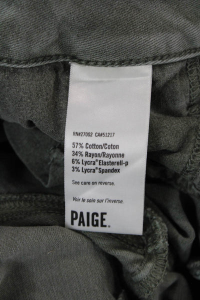 Paige Womens Cotton Cargo Pocket Detail Mid Rise Skinny Jeans Green Size 23