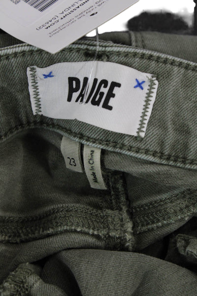 Paige Womens Cotton Cargo Pocket Detail Mid Rise Skinny Jeans Green Size 23