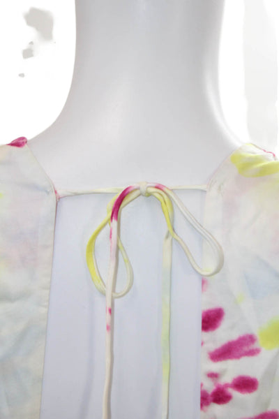 Stillwater Womens Tie Dye V-Neck Ruffle Sleeveless Dress Yellow Multi Size XS