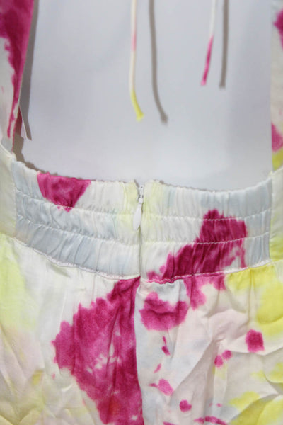 Stillwater Womens Tie Dye V-Neck Ruffle Sleeveless Dress Yellow Multi Size XS