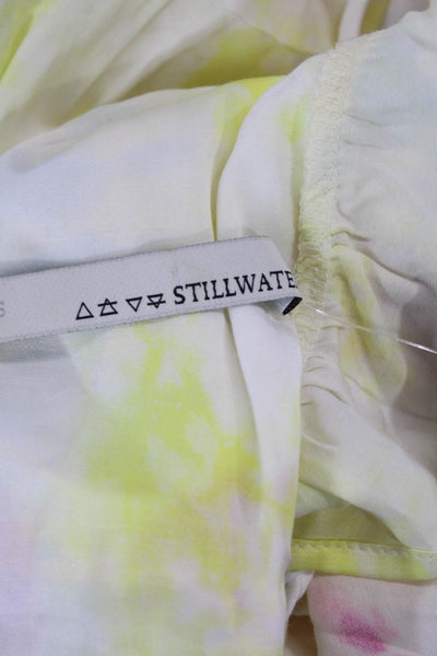 Stillwater Womens Tie Dye V-Neck Ruffle Sleeveless Dress Yellow Multi Size XS