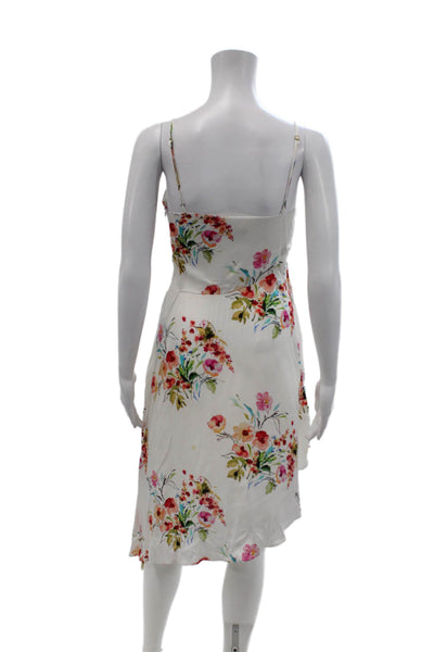 Marjorelle Womens Floral V-neck Sleeveless Asymmetric Dress White Size XS