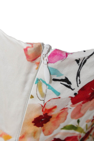 Marjorelle Womens Floral V-neck Sleeveless Asymmetric Dress White Size XS