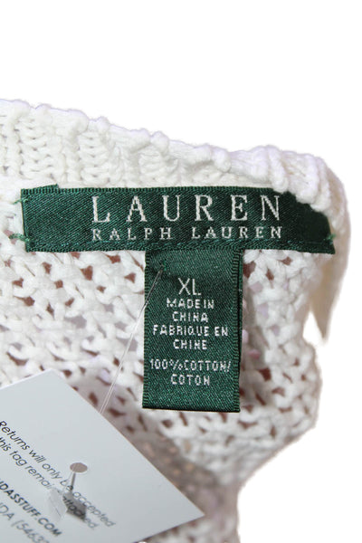 Lauren Ralph Lauren Green Label Womens Long Sleeve Knit Sweater White Size XL