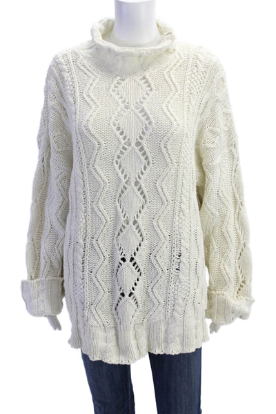 525 America Womens Cotton Turtleneck Long Sleeve Knit Sweater White Size M