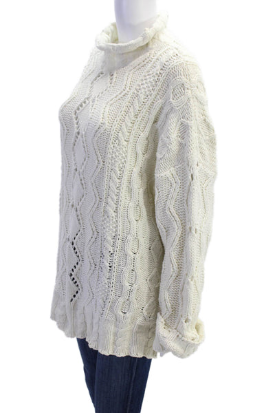 525 America Womens Cotton Turtleneck Long Sleeve Knit Sweater White Size M