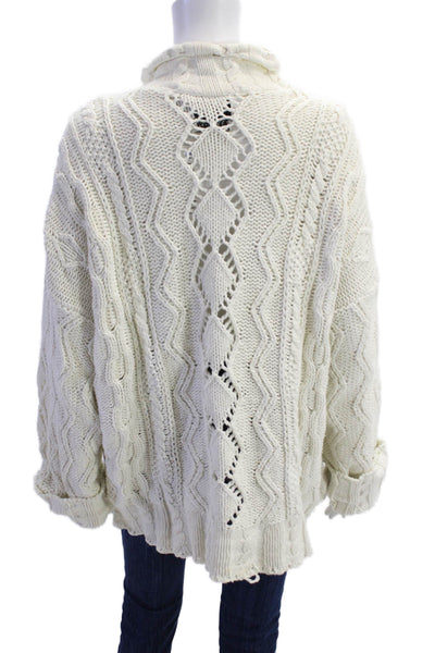 525 America Womens Cotton Turtleneck Long Sleeve Knit Sweater White Size M
