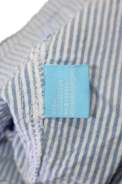 J. Mclaughlin Womens Cotton Long Sleeve Stripe Button Up Blouse Blue Size S