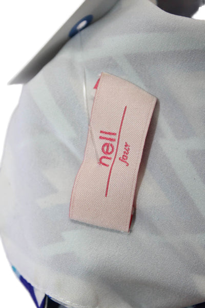 Nell Womens Silk Geometric Print Sleeveless Back Cutout Detail Dress Blue Size 4
