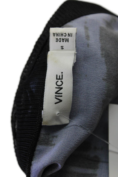 Vince Womens Silk Crew Neck Drawstring Waist Sleeveless Mini Dress Blue Size S