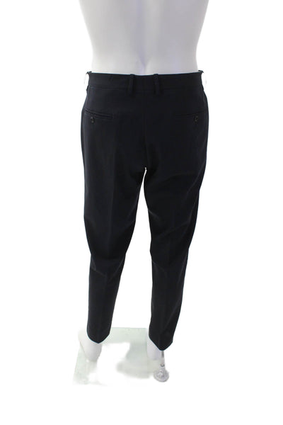 Tombolini Mens Wool Straight Leg Zip Fly Tailored Dress Pants Navy Blue Size 34