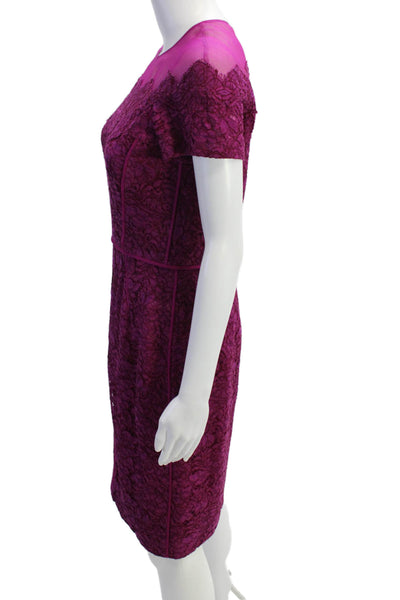J. Mendel Womens Lace Overlay Detail Sheer Panel Dress Pink Size 6