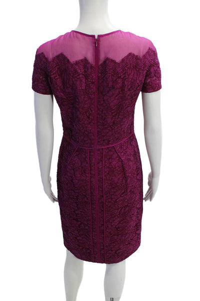 J. Mendel Womens Lace Overlay Detail Sheer Panel Dress Pink Size 6