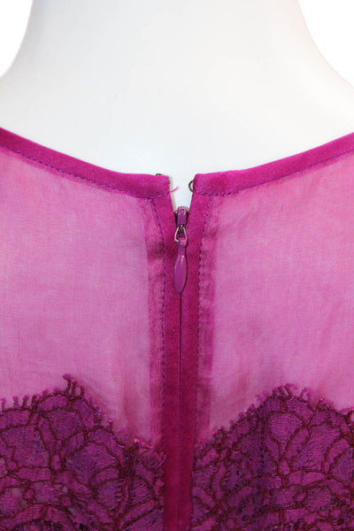 J. Mendel Womens Lace Overlay Detail Sheer Panel Dress Pink Size 6