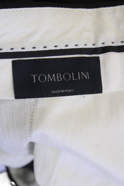 Tombolini Mens Wool Straight Leg Zip Fly Tailored Dress Pants Navy Blue Size 34