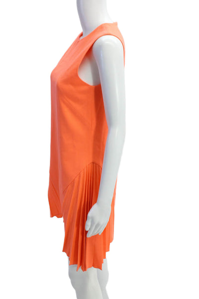 Christopher Kane Womens Wool Sleeveless Pleated Detail Dress Orange Size 8