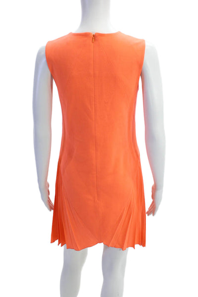 Christopher Kane Womens Wool Sleeveless Pleated Detail Dress Orange Size 8