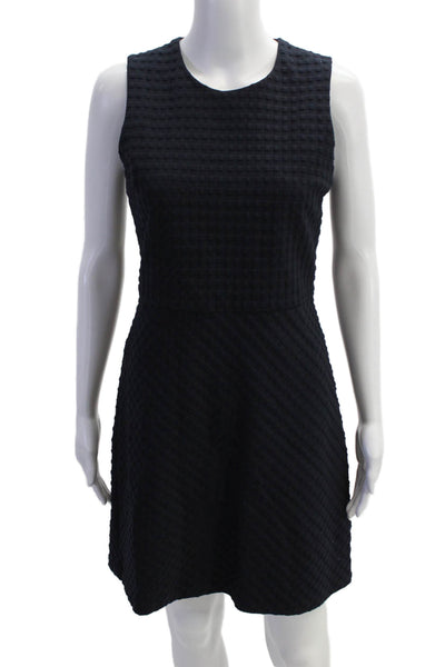 Theory Womens Sleeveless Waffle Knit Zippered A-Line Dress Blue Size 4
