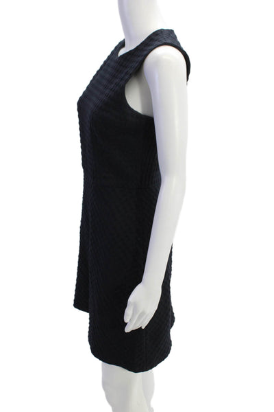 Theory Womens Sleeveless Waffle Knit Zippered A-Line Dress Blue Size 4