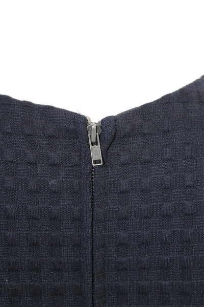 Theory Womens Sleeveless Waffle Knit Zippered A-Line Dress Blue Size 4