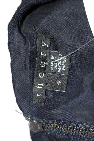 Theory Womens Sleeveless Waffle Knit Zippered A-Line Dress Blue Size 4