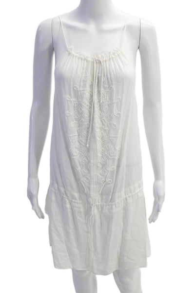 Vix Paula Hermanny Womens Sleeveless Gathered Embroidered Blouse White Size S