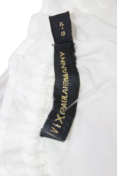 Vix Paula Hermanny Womens Sleeveless Gathered Embroidered Blouse White Size S