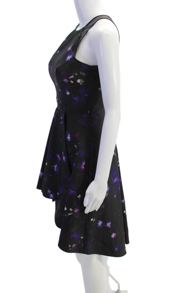 Nha Khanh Womens Floral Print Sleeveless Sheer Panel Detail Dress Black Size 2