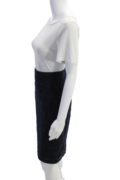 ALC Womens Floral Lace Overlay Zippered Knee Length Skirt Blue Size 6