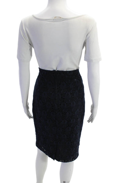 ALC Womens Floral Lace Overlay Zippered Knee Length Skirt Blue Size 6