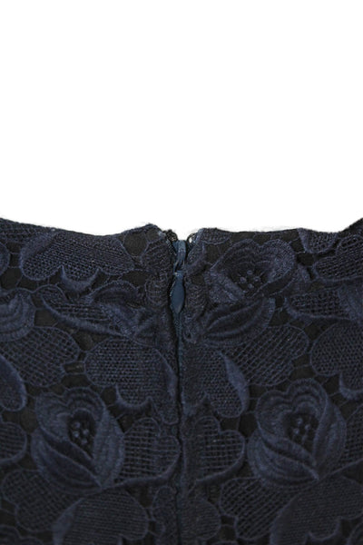 ALC Womens Floral Lace Overlay Zippered Knee Length Skirt Blue Size 6