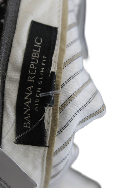 Banana Republic Mens Zipper Fly Pleated Slim Fit Dress Pants Gray Size 32x32