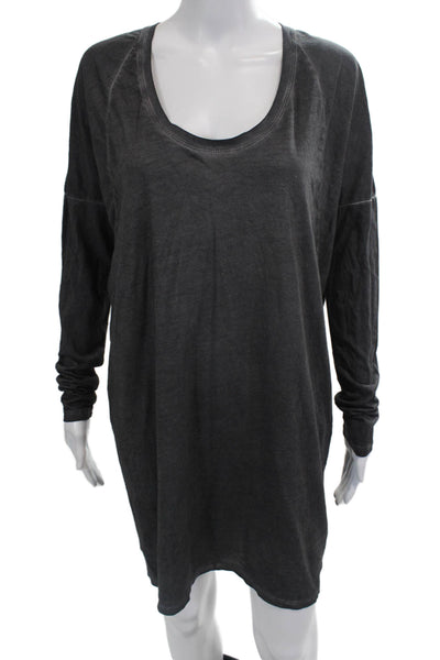 Bobi Womens Dolman Long Sleeves Shirt Dress Ash Grey Cotton Size Medium
