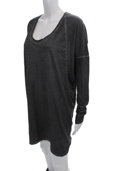 Bobi Womens Dolman Long Sleeves Shirt Dress Ash Grey Cotton Size Medium